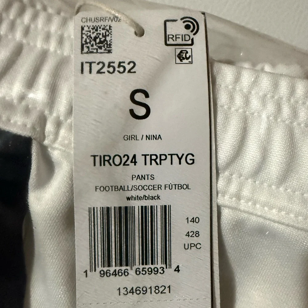 Adidas Kids White Joggers with Black Stripes - Picture 5 of 5